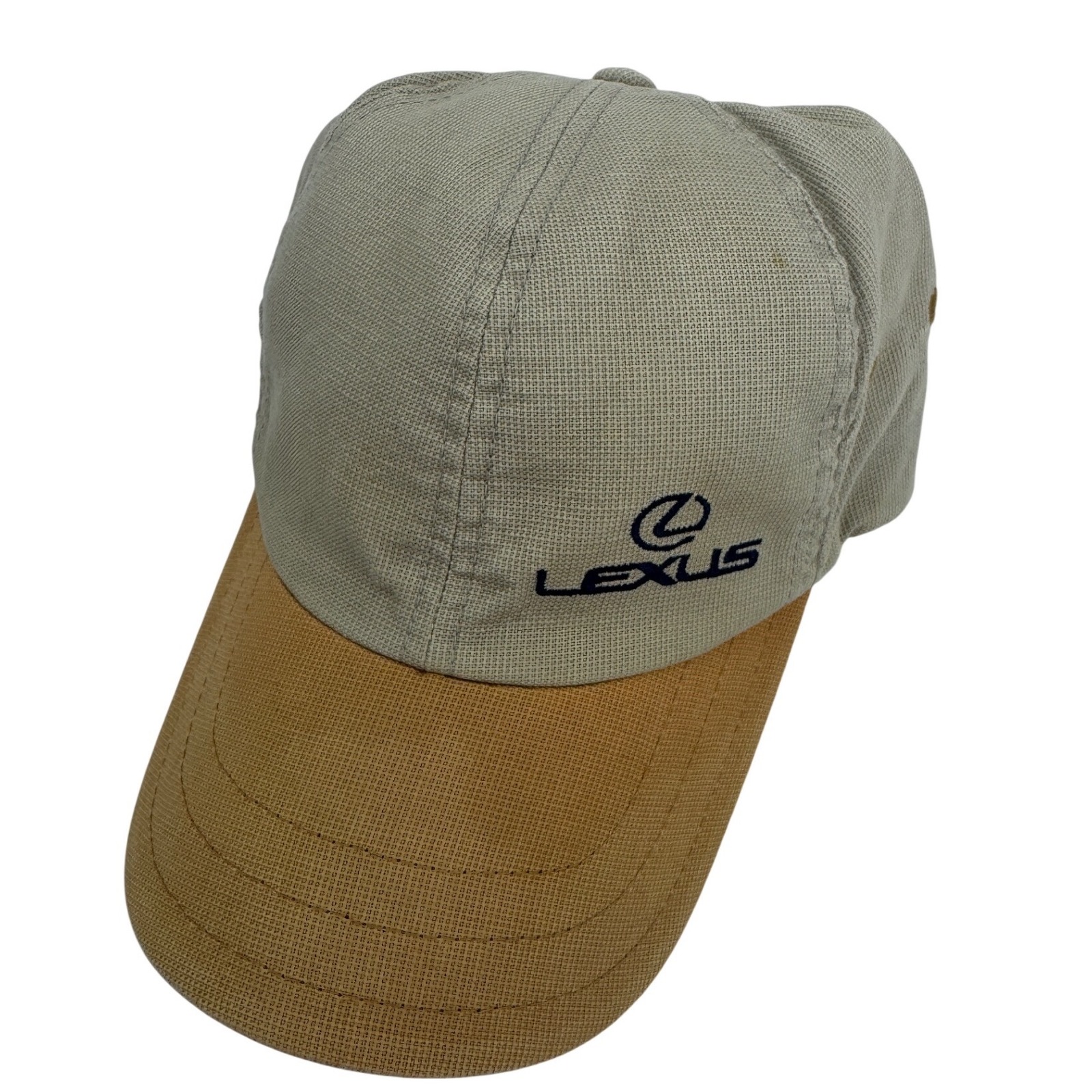 Vintage Imperial Lexus Golf Hat Tan Khaki Two Tone Adjustable Strapback Cap Mens